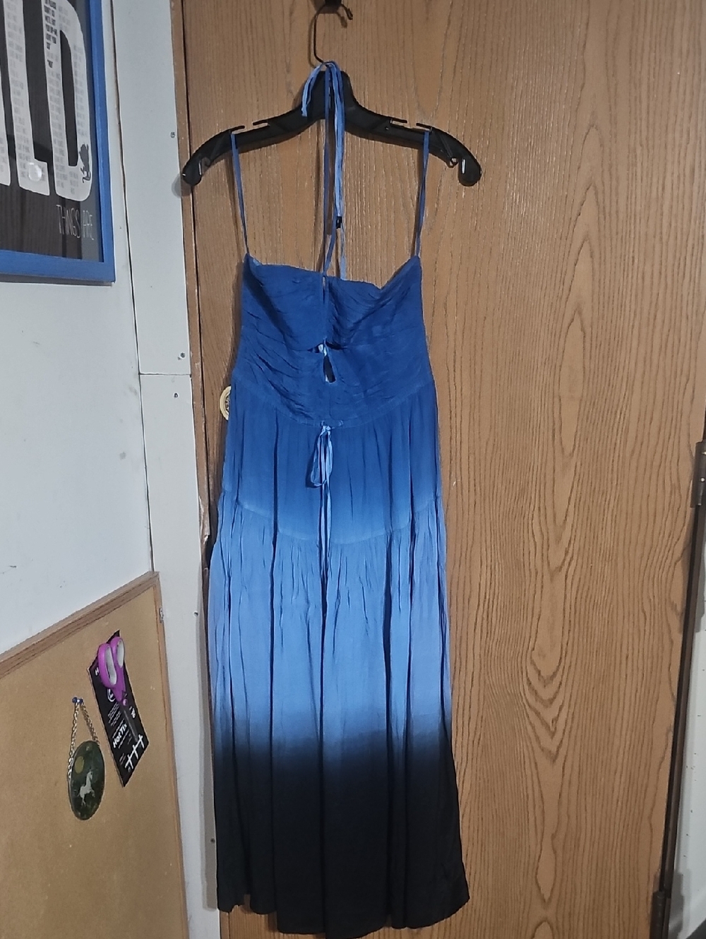 Karina Grimaldi Blue to Black Ombre Halter Maxi Dress